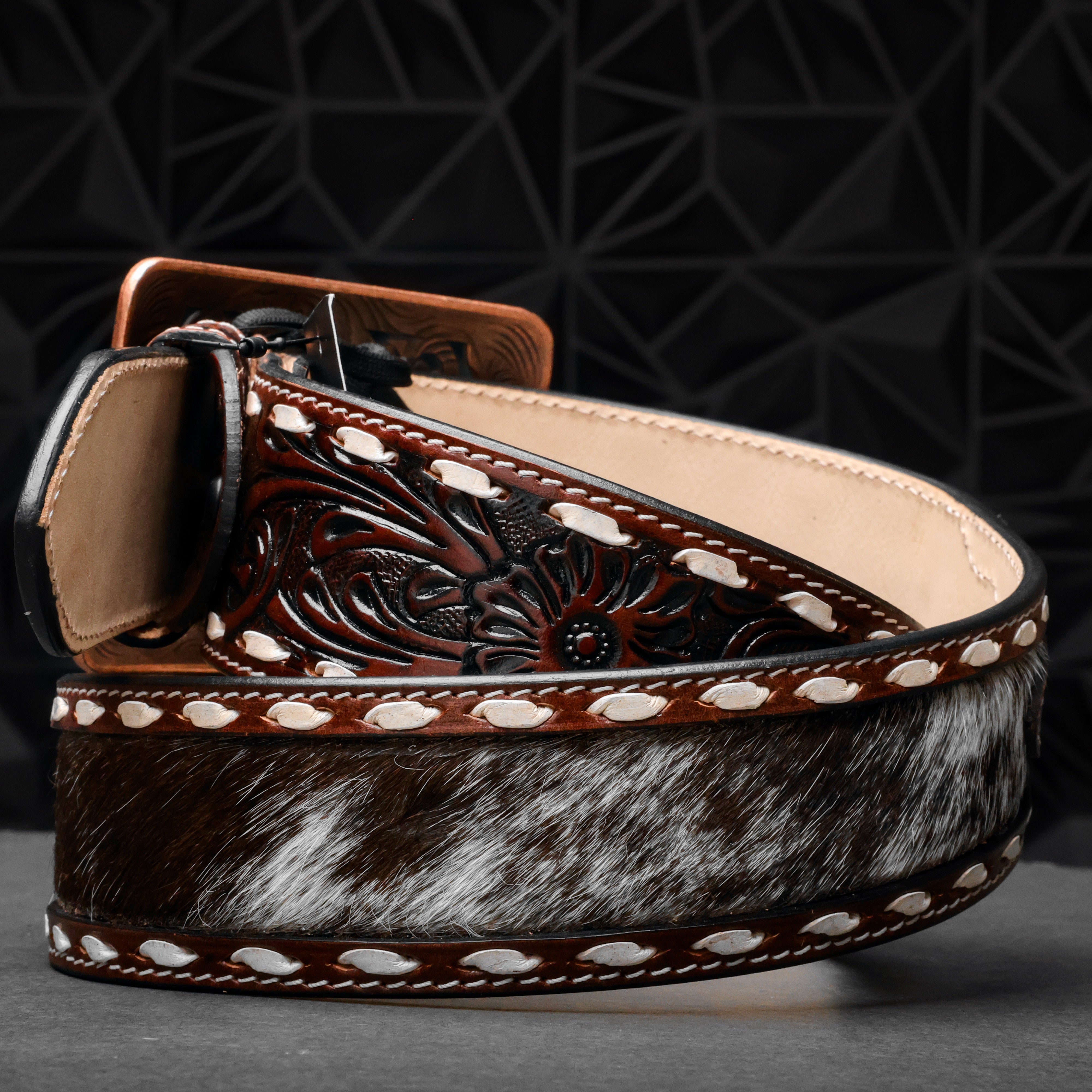 2 Inch Hand-Tooled Artesanal Genuine Cowhide Leather Belt