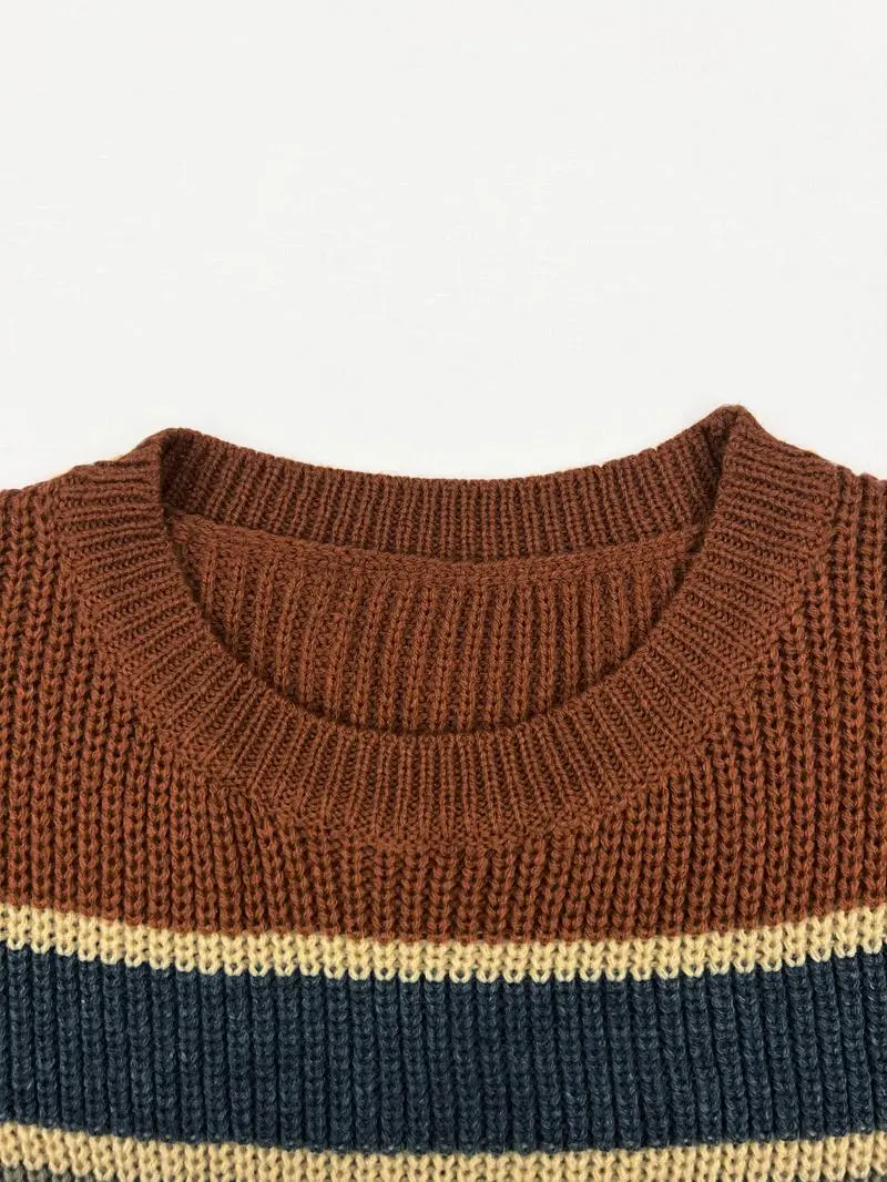 Women's Colorblock Striped Print Drop Shoulder Sweater