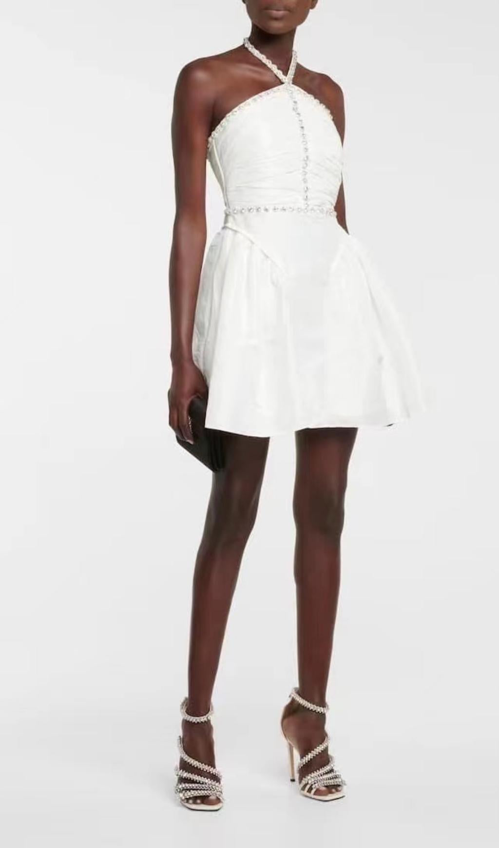 DIAMOND CHAIN DRESS IN WHITE/BLACK