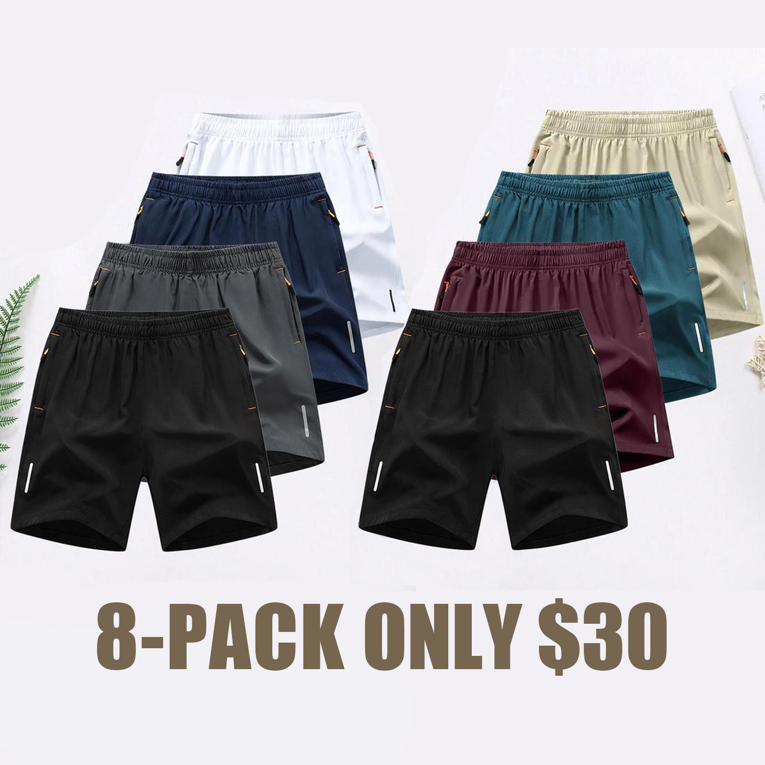 Men's Solid Color Zipper Pocket Athletic Shorts – Casual & Breathable Summer Wear