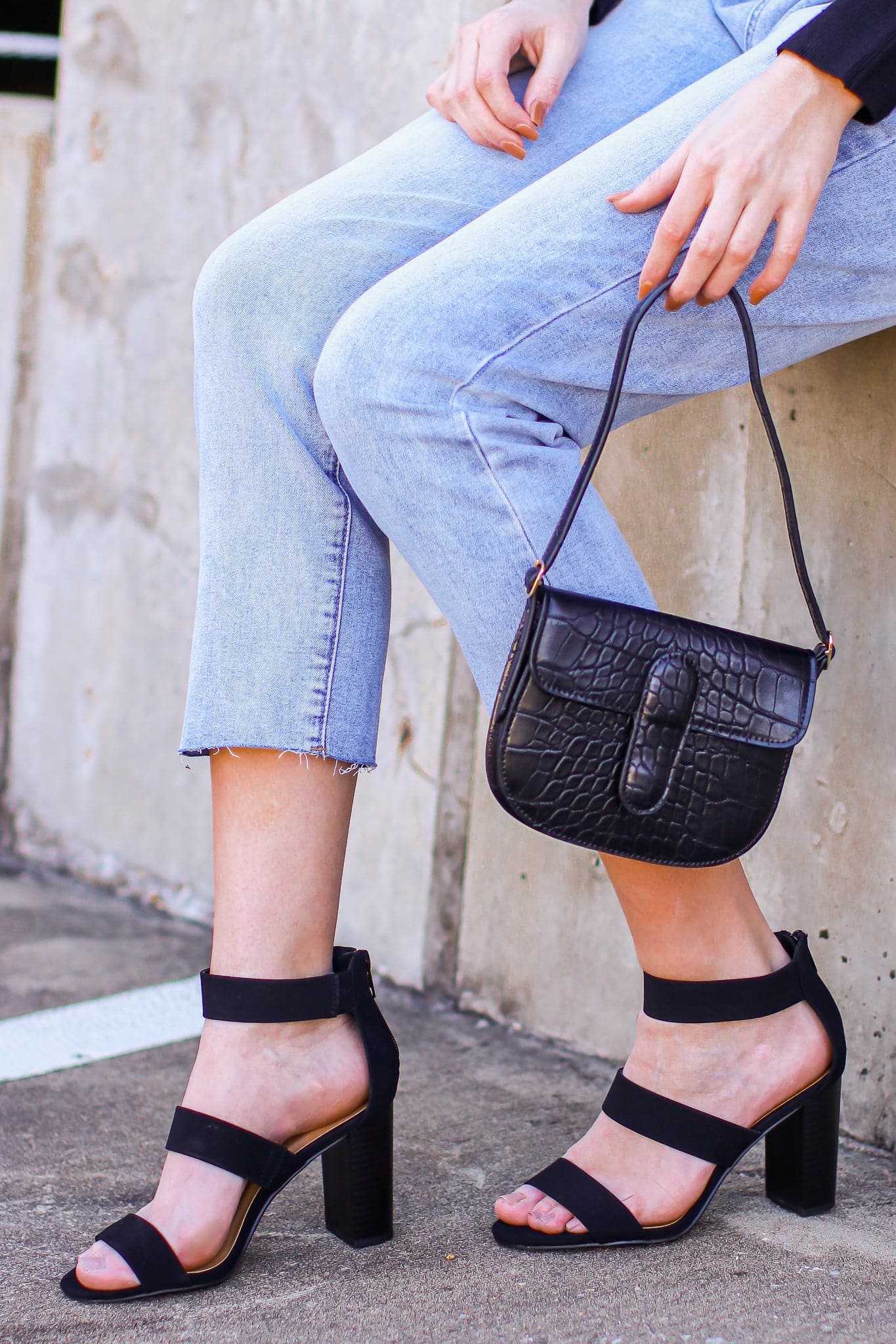 Faux Leather Strappy Heels