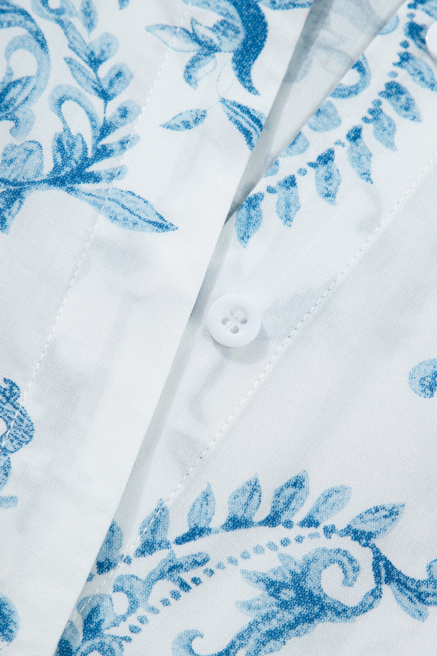 Sky Blue Plus Size Geometric Floral Print Button Split Neck Short Sleeve Maxi Dress