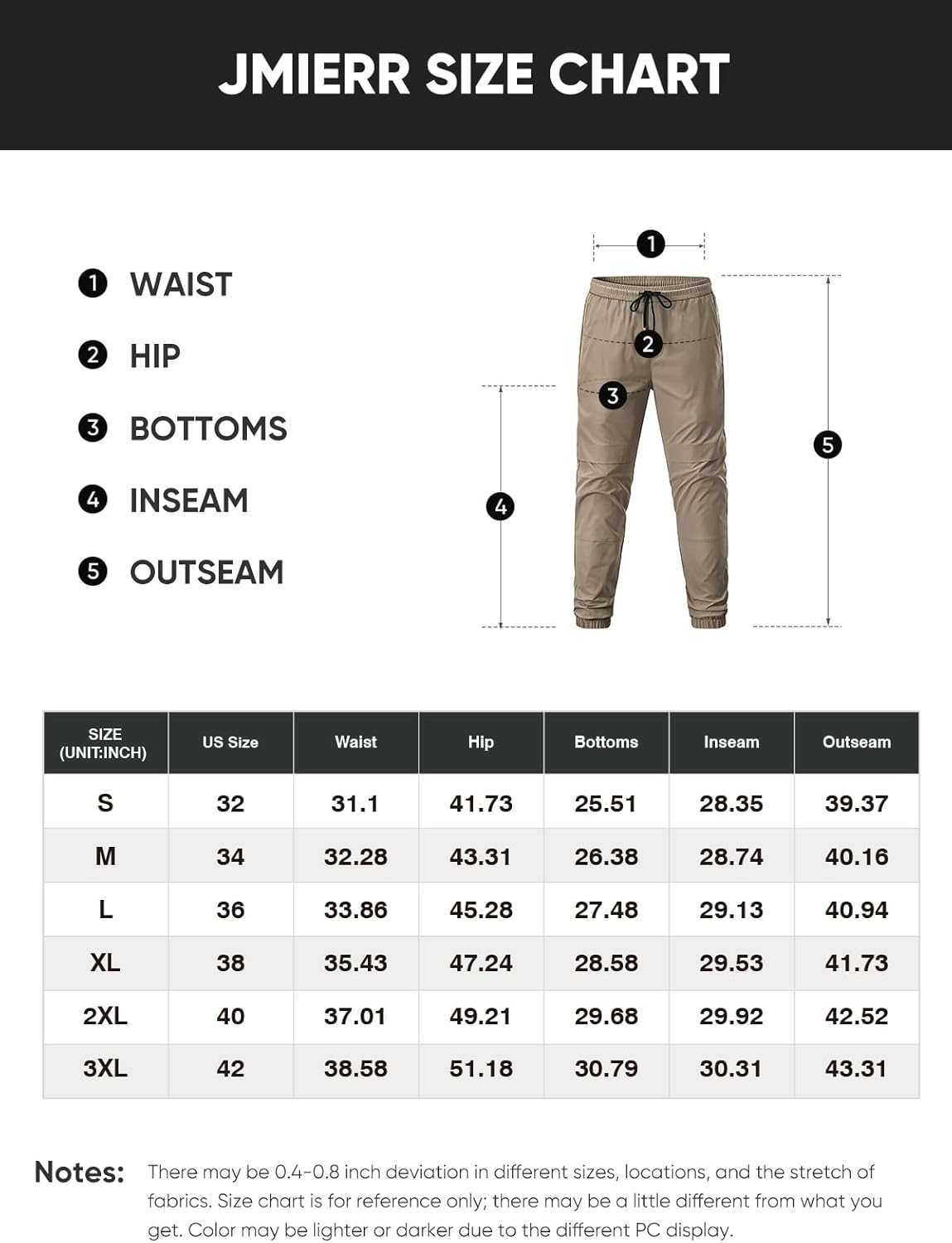 Mens Casual Basic Pants Multi-pocket Slim-fit Stretch Elastic Waist Drawstring Pants Tapered for Men