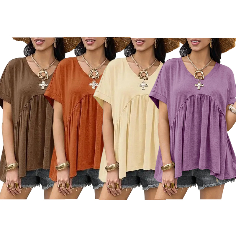 Women's Summer V-Neck Peplum Top