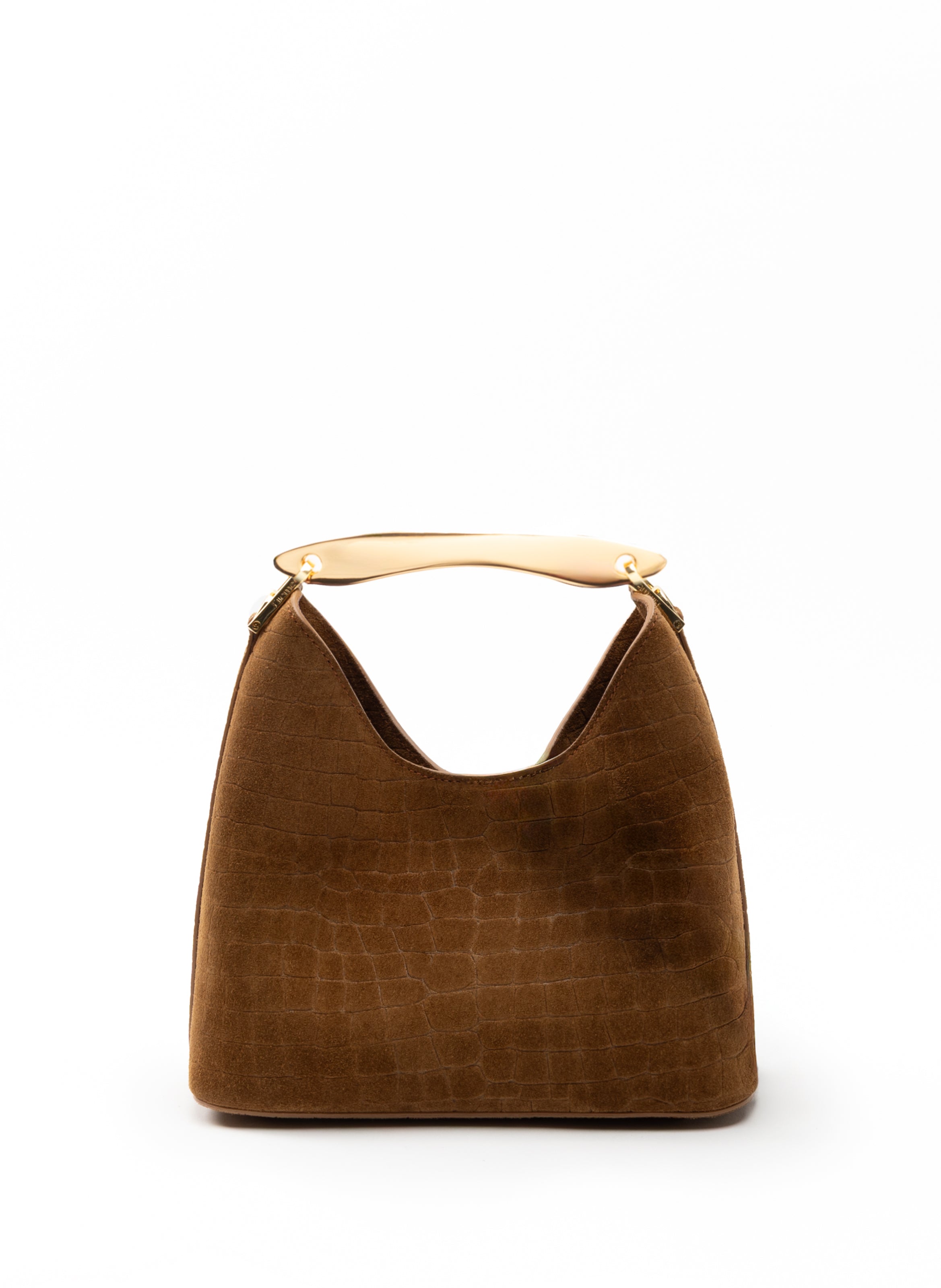 Small Boomerang Croco Suede Cognac Clearance Sale 85%OFF