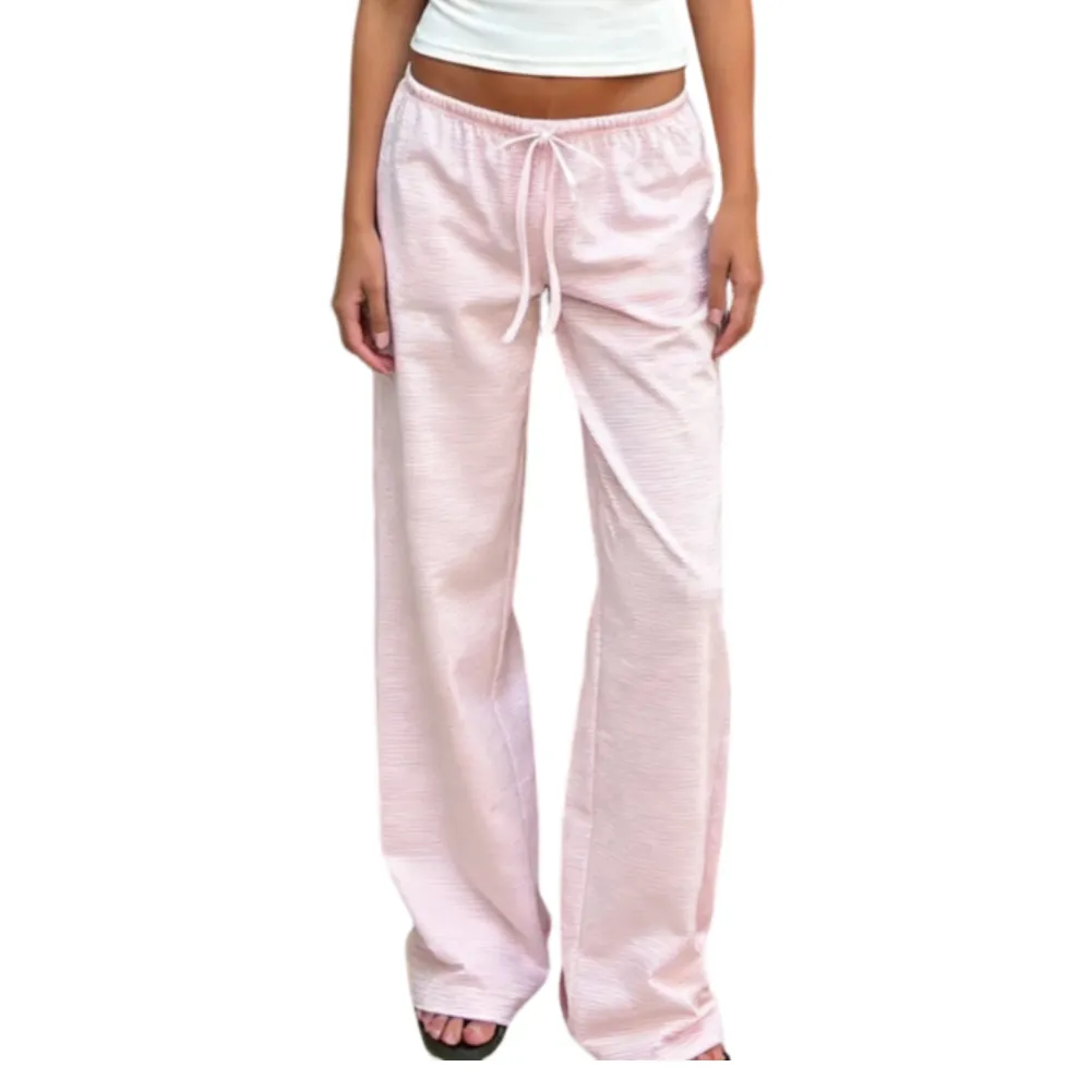 Women's Striped Drawstring Straight Leg Pants