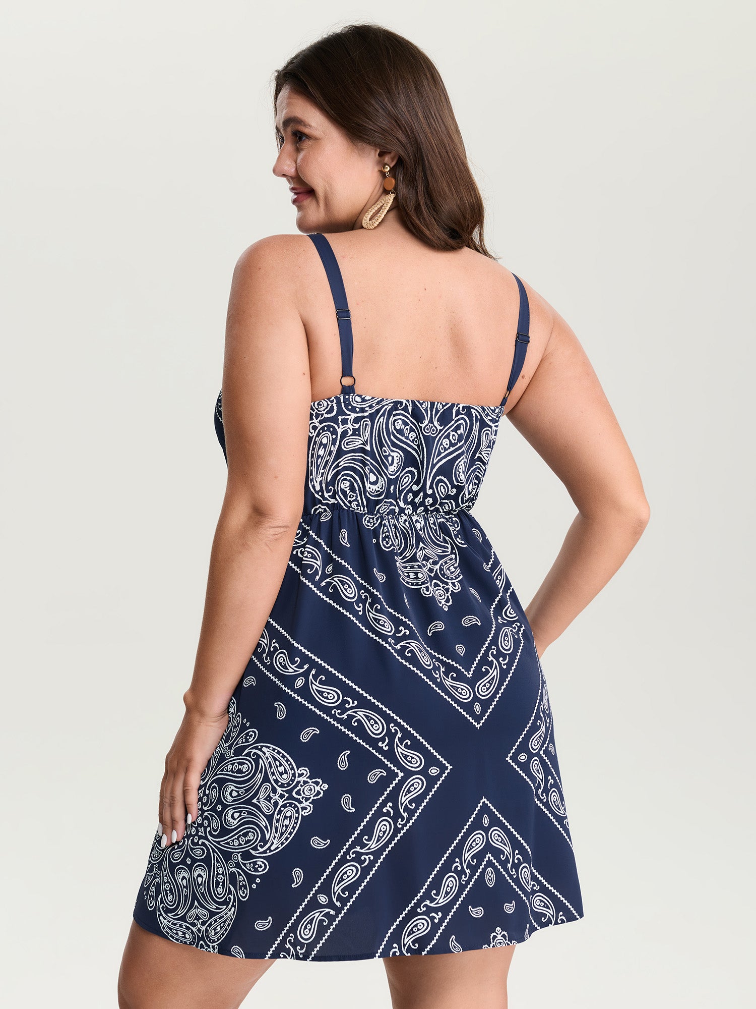 Geometric Stripe Shirred Back Mini Dress