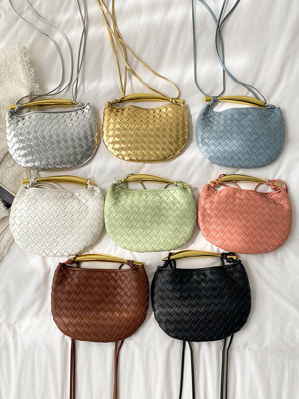 Geometric Split-Joint Woven Zipper Handbags Bags