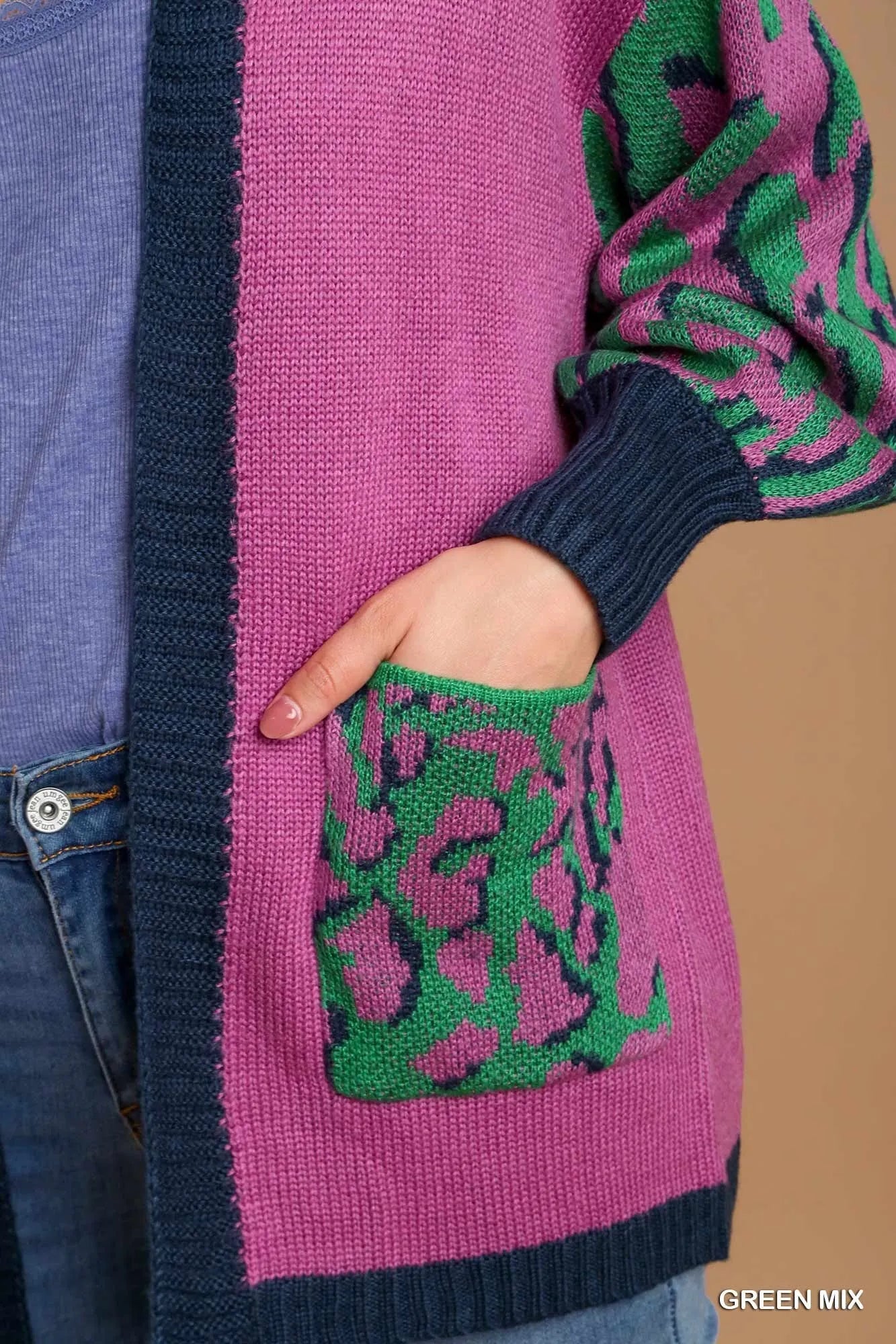 Leopard Print Open Front Sweater Cardigan