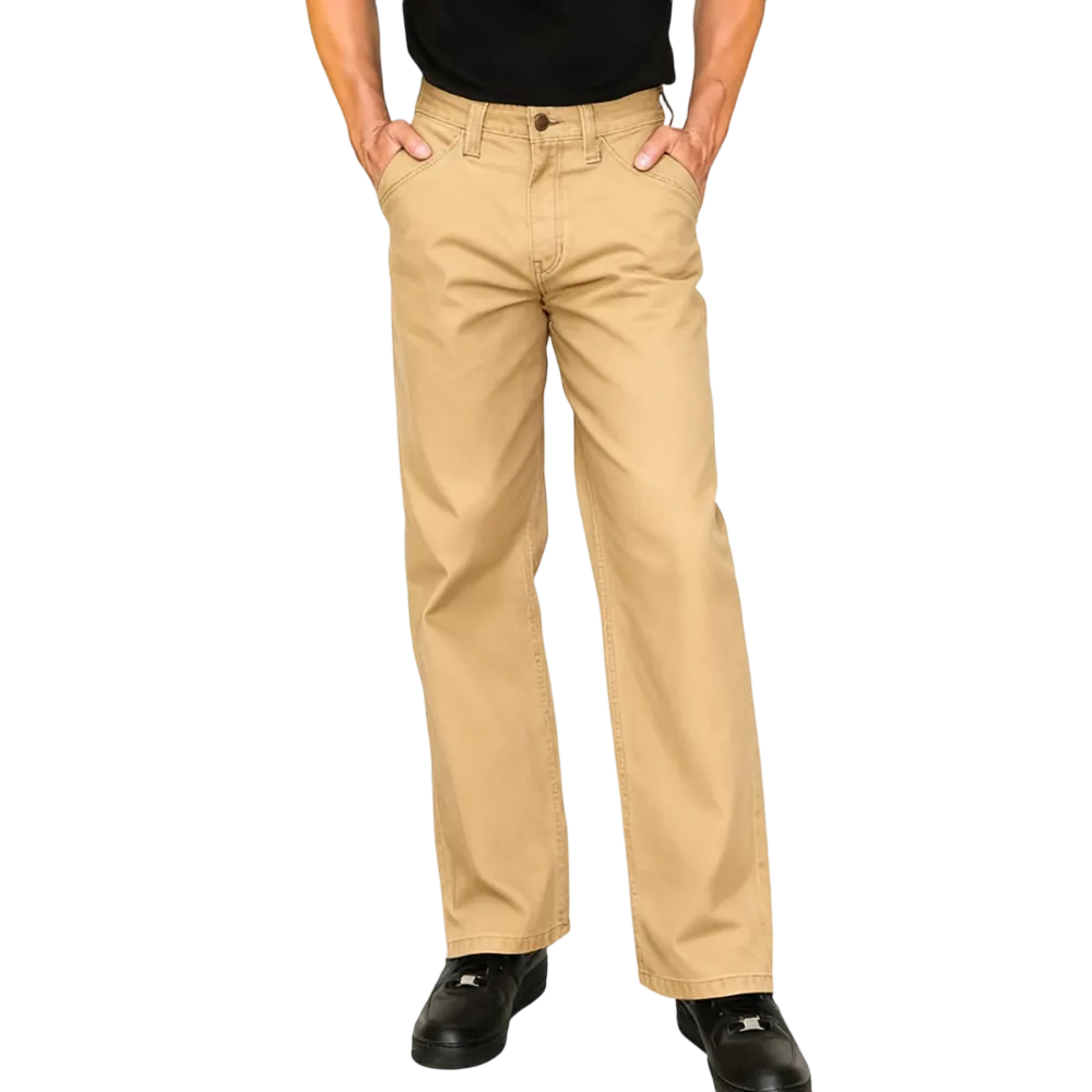 Pleated Raw Denim Baggy Fit Jeans