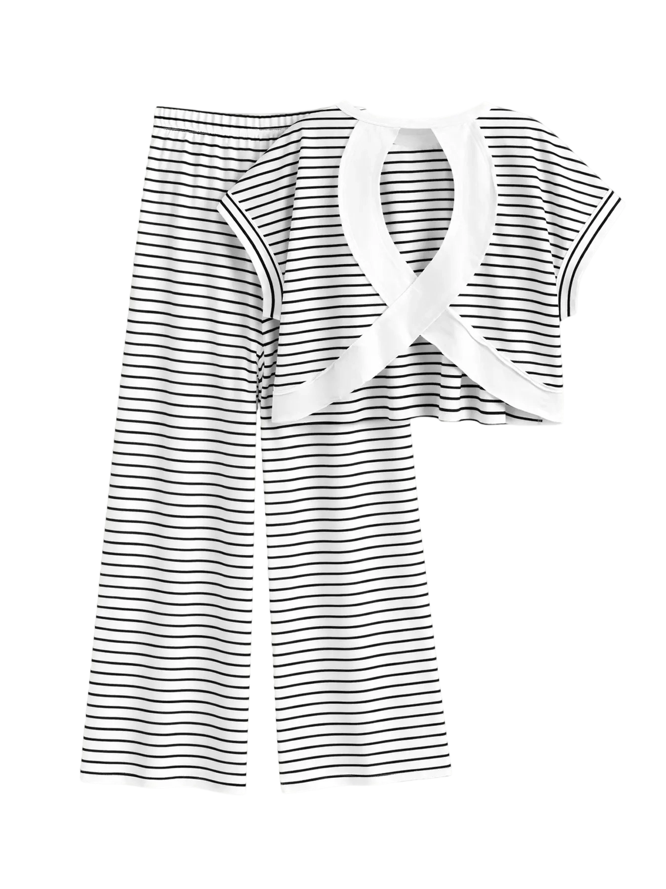 Women's 2-Piece Stripe Cross Back Lounge Set