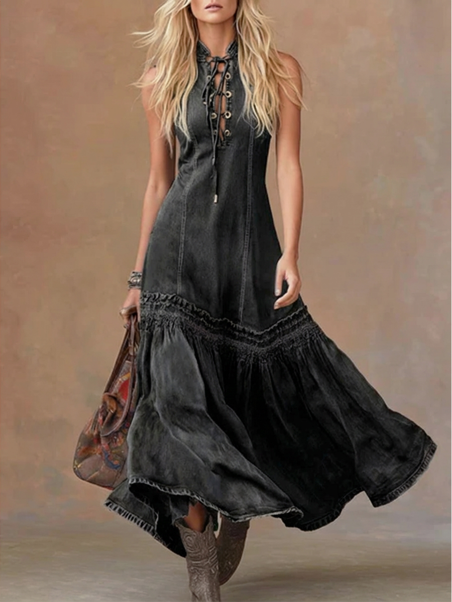 Women's Casual Sleeveless Denim Fishtail Dress