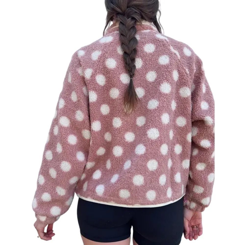 Womens Fall Winter Fleece Jacket Dot Pattern