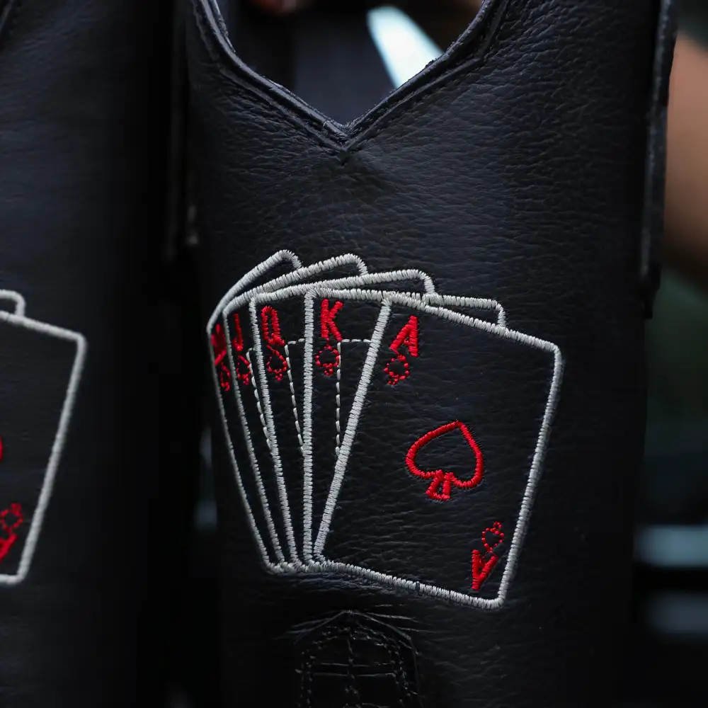 “Royal Flush” Python Leather Boots - Square Toe