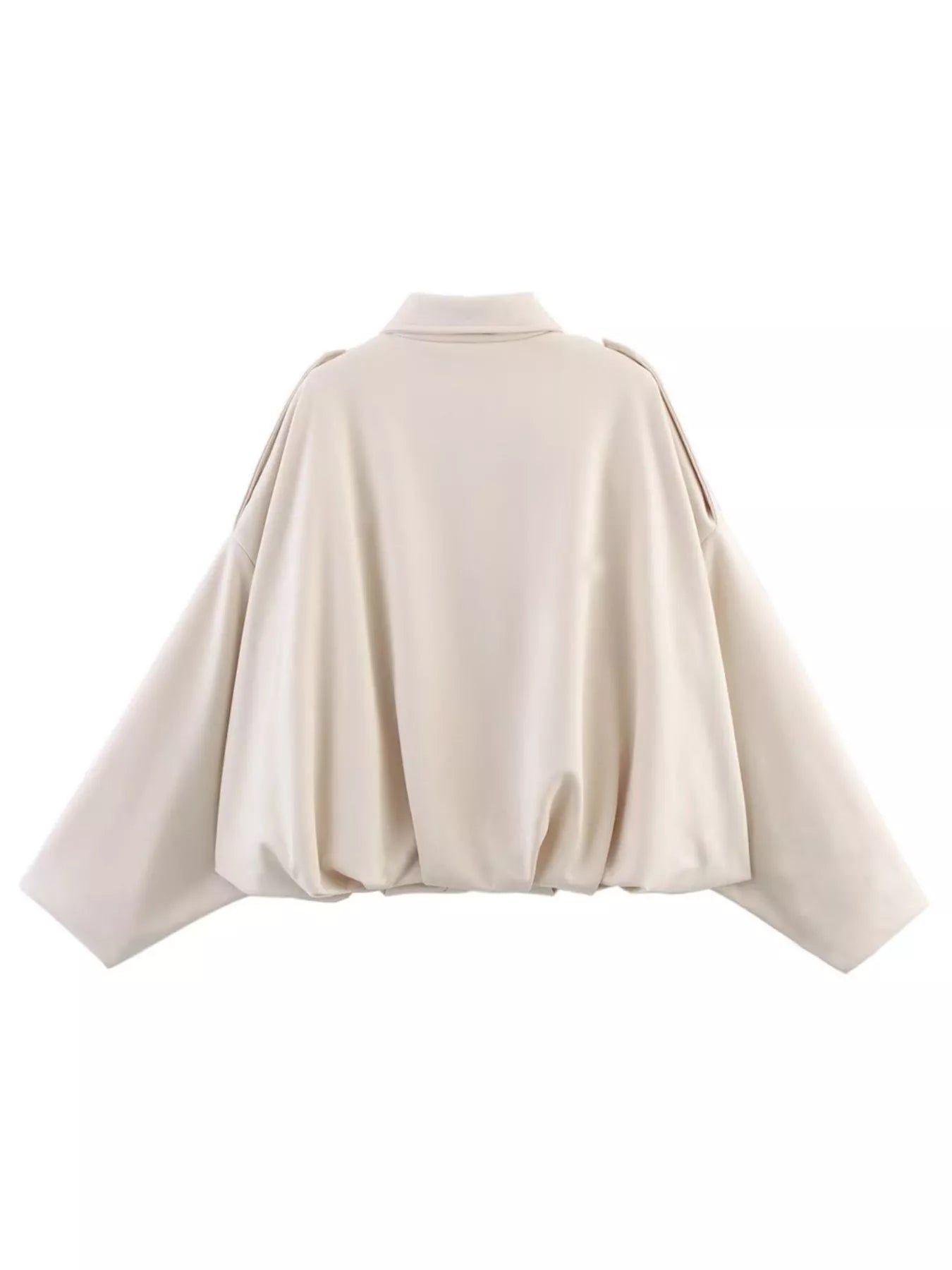 Collared Neck Dropped Shoulder Jacket