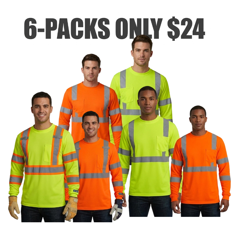 Hi-Vis Long Sleeve Safety Shirt with Reflective Tape (Breathable Mesh, Class 3 Style)