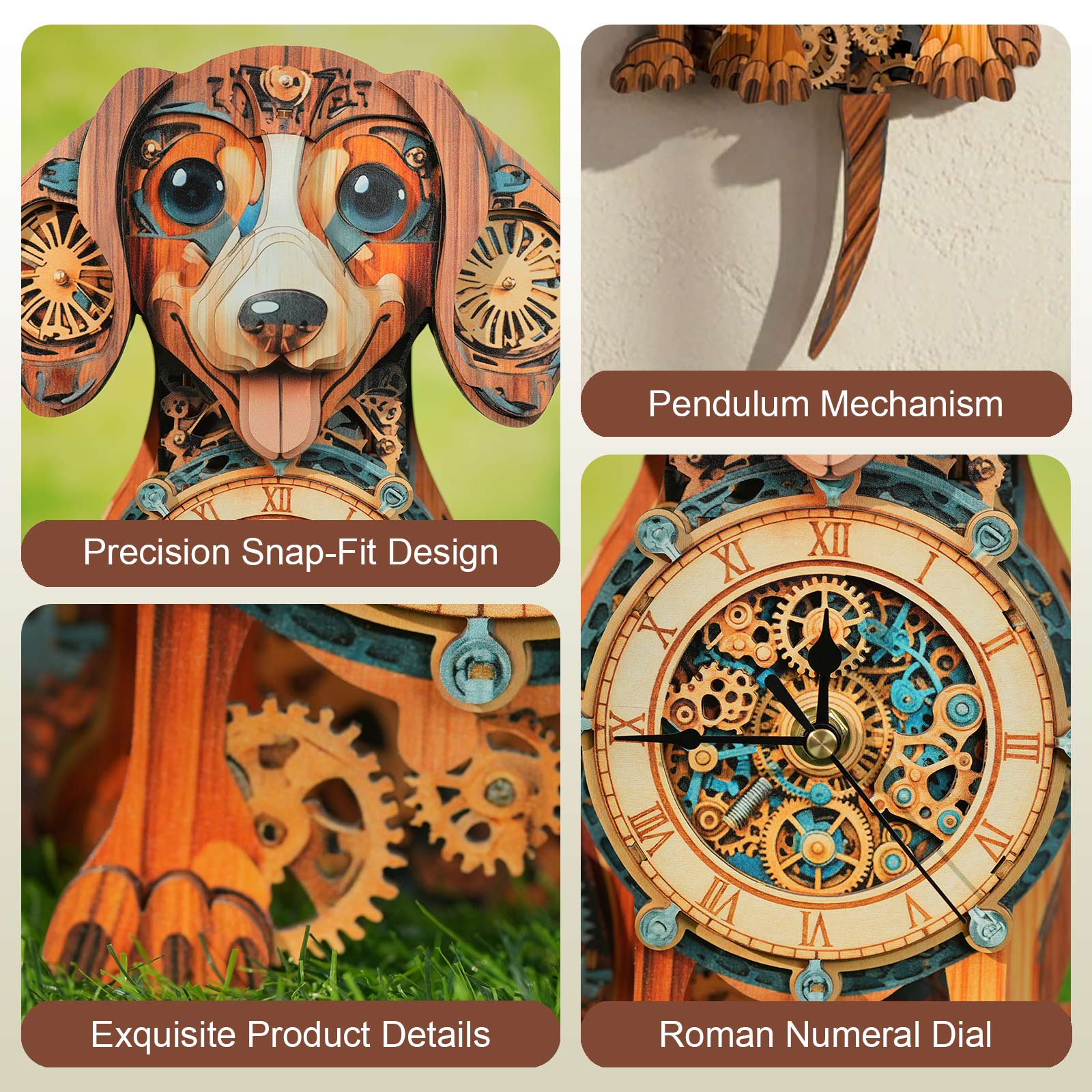 Dachshund â€“ DIY Wooden Clock, 3D Puzzle Craft Kit