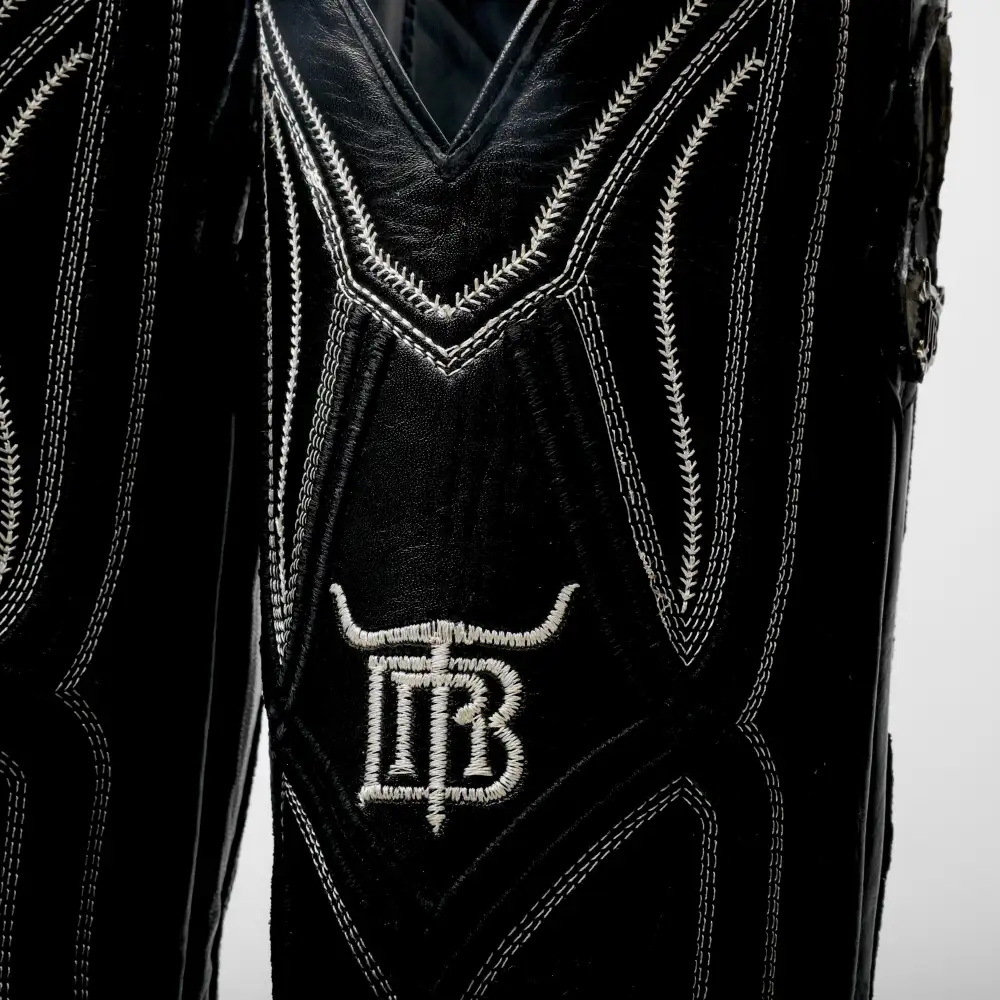 Black/White Jumbo Python Leather Boots - Square Toe