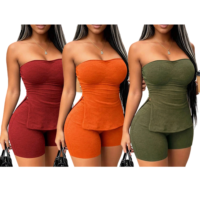 Women's Slim Fit Halter Top & Shorts Set