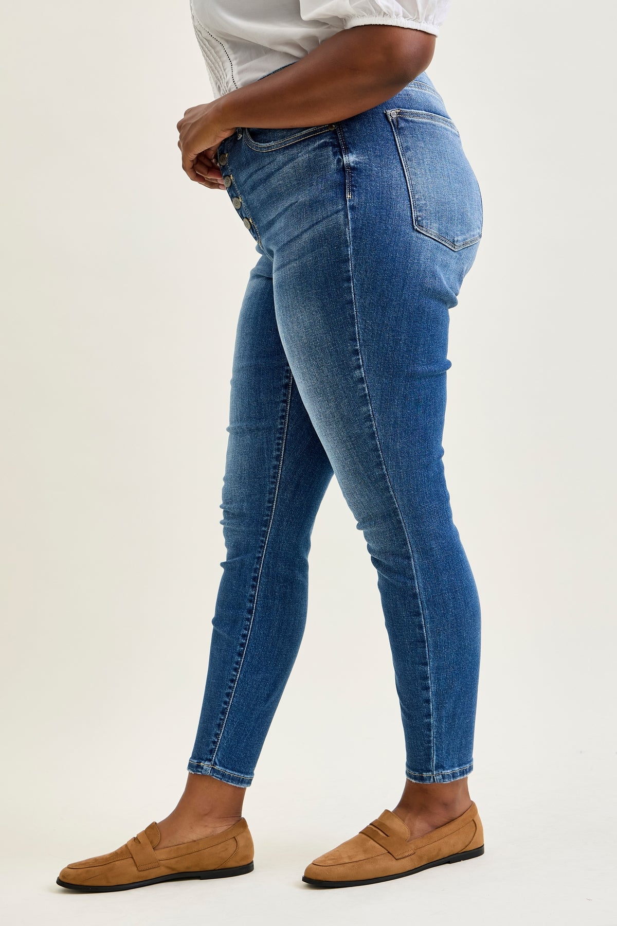 Rose Classic Button Fly Skinny Jeans - PLUS