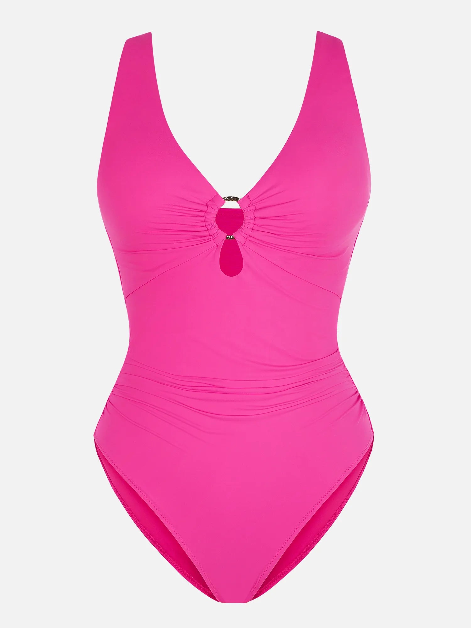 Feelingirl Deep V Metal Ring Ruched Sculpting Swimsuit