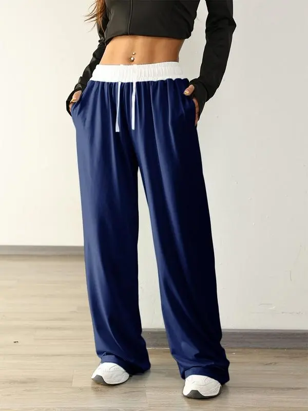 Women's Colorblock Drawstring Jogger Pants