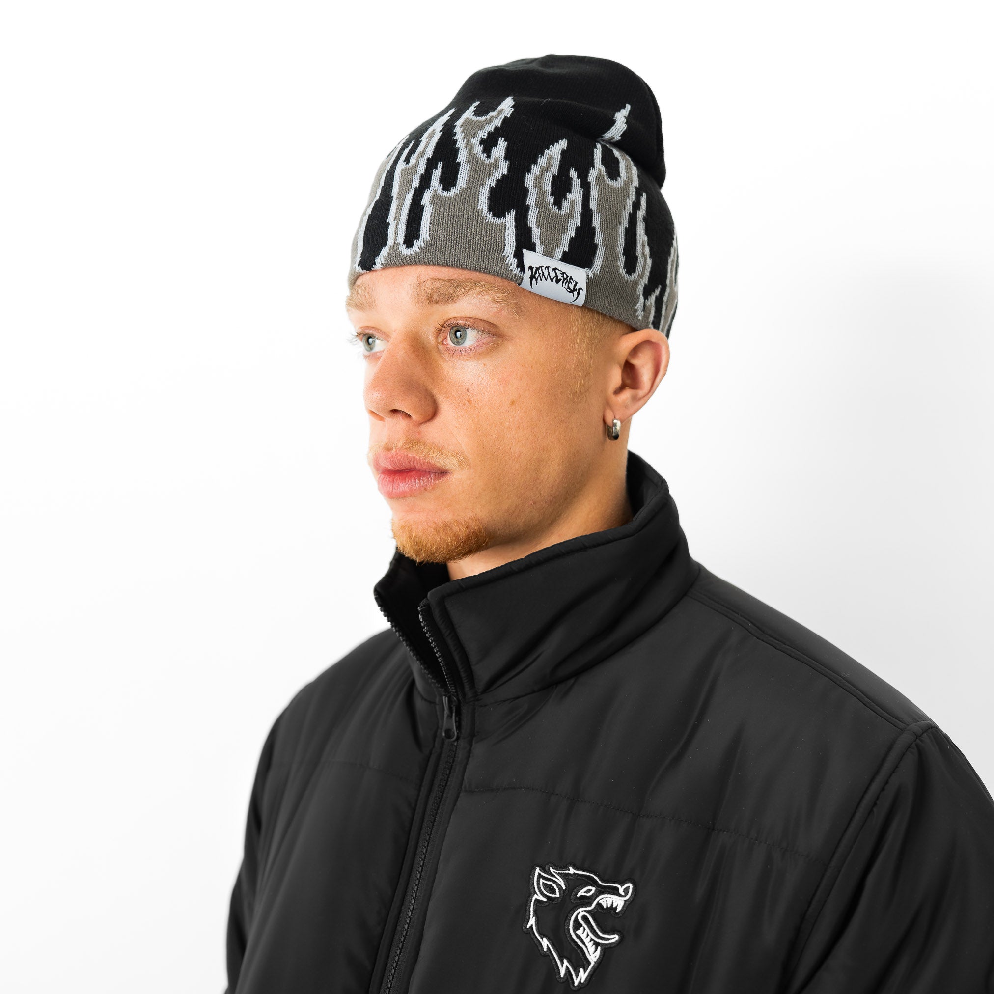 FLAME SKULL CAP BEANIE - BLACKOUT