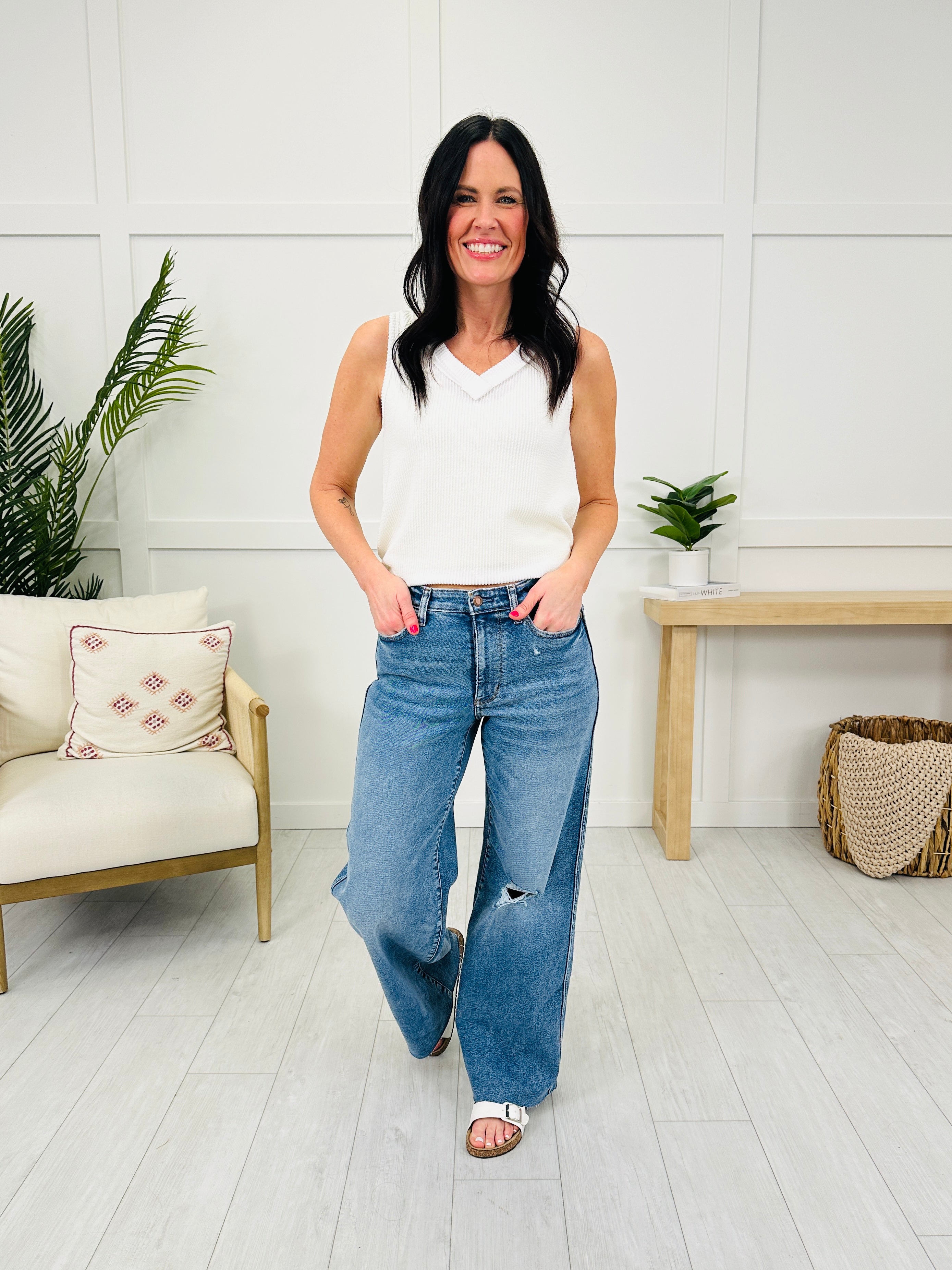Judy Blue Flow With It Wide Leg Vintage Wash Jeans