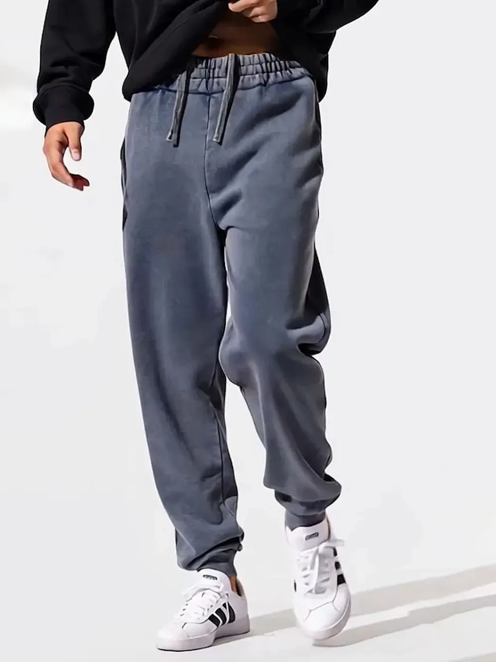 Contrast Color Drawstring Knitted Pencil Pants