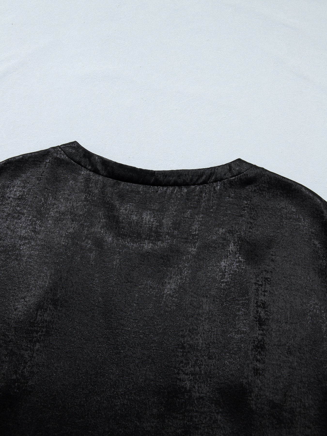 Metallic Round Neck Cap Sleeve Tee