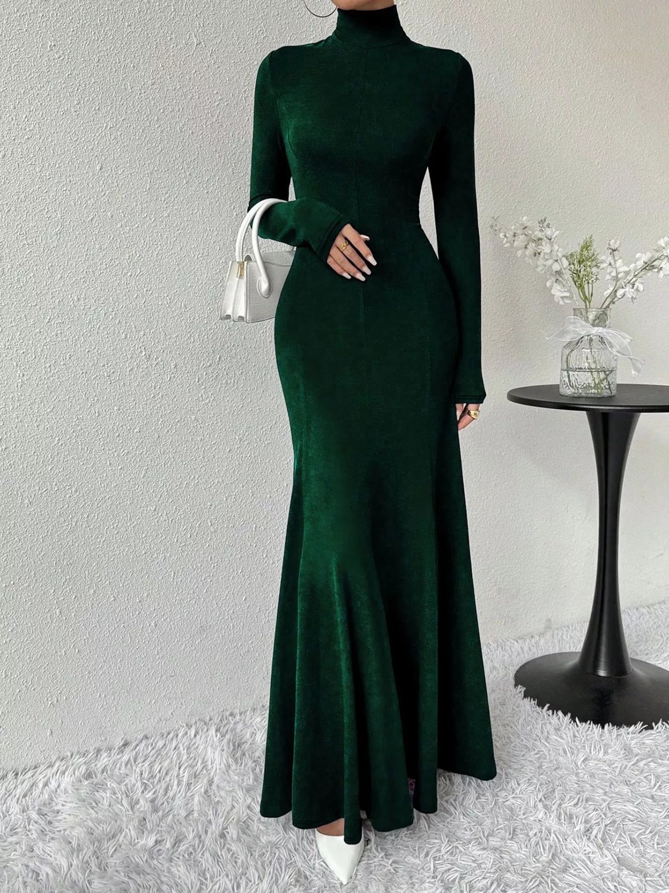 Turtleneck Long Sleeve Maxi Mermaid Dress