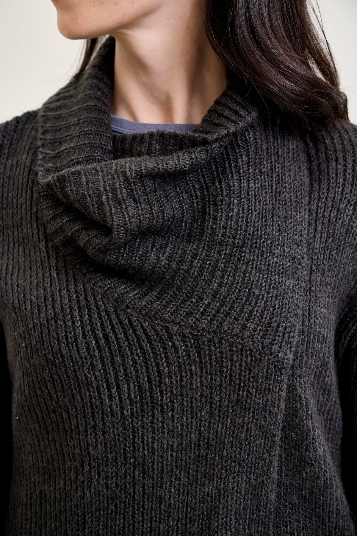 Drape Front Cardigan Charcoal Grey Sweater