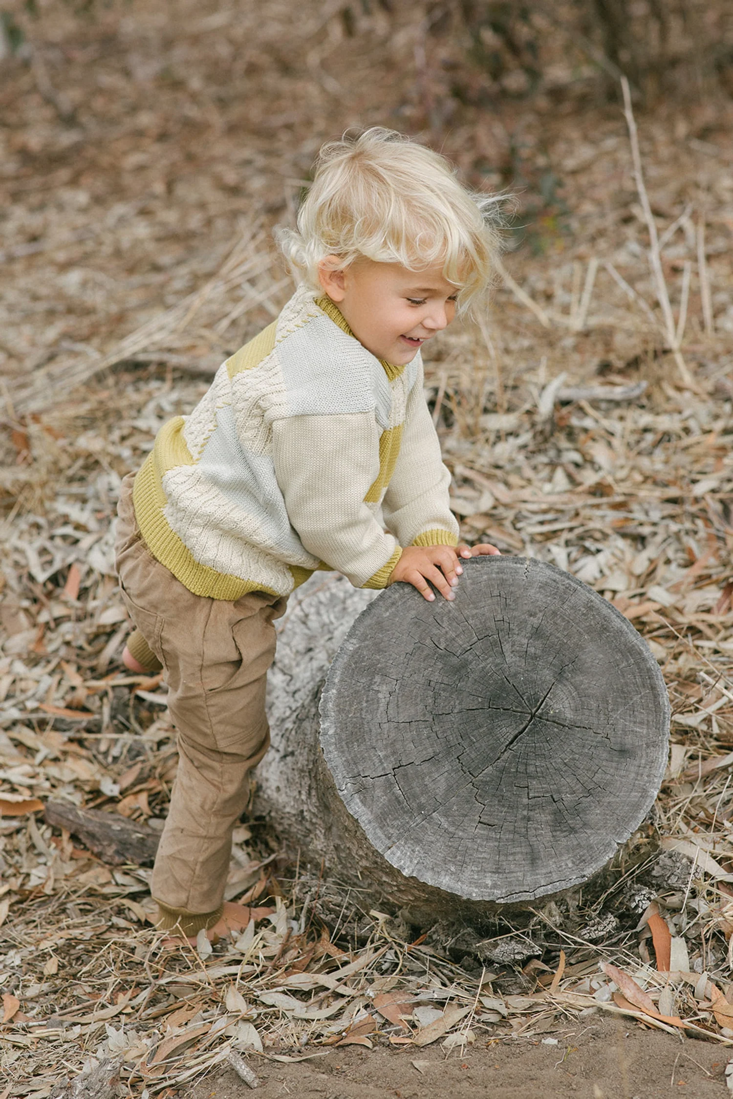 Patchwork Sweater Sky Gray/Fall Leaf