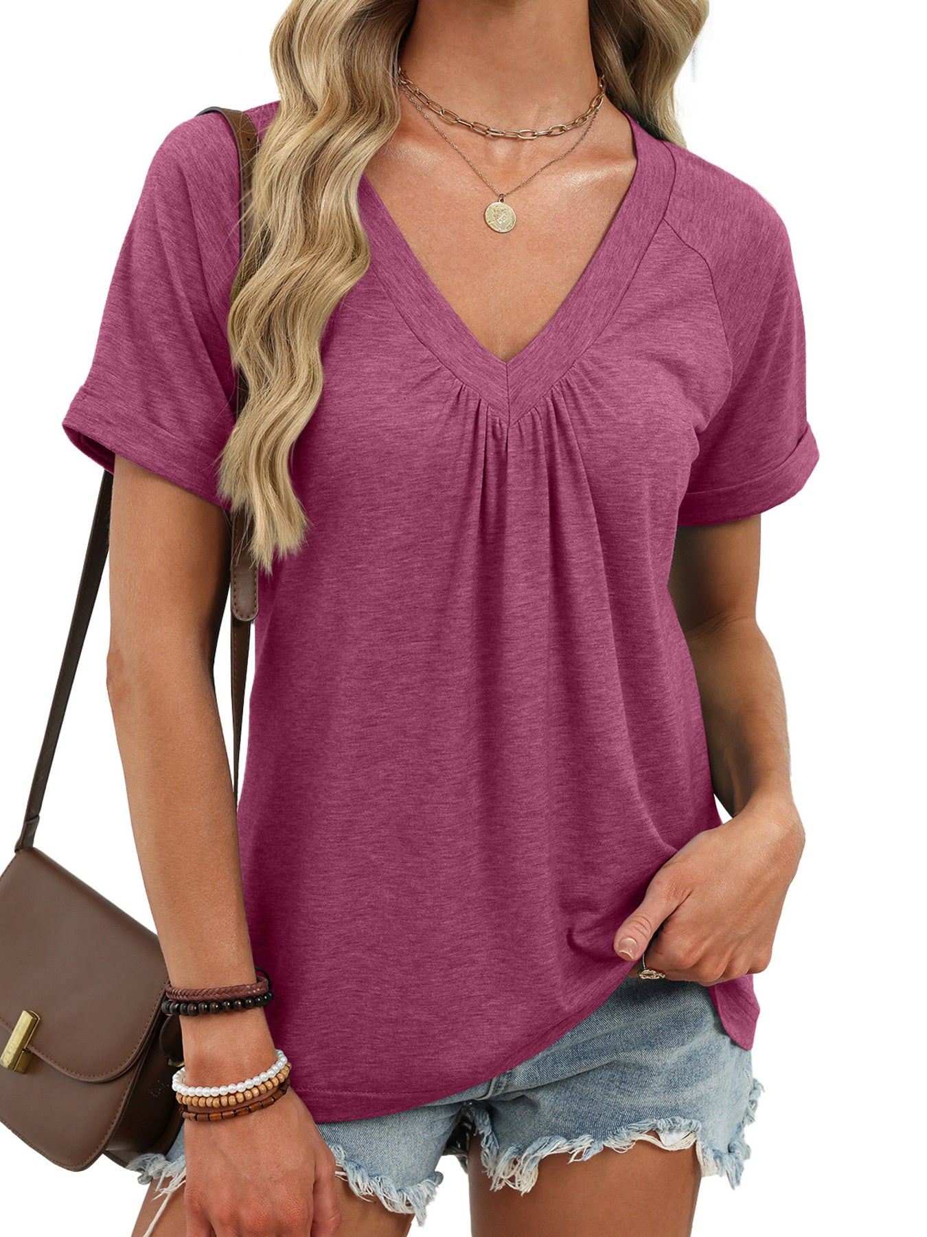 Casual V-Neck Short Sleeve T-Shirt