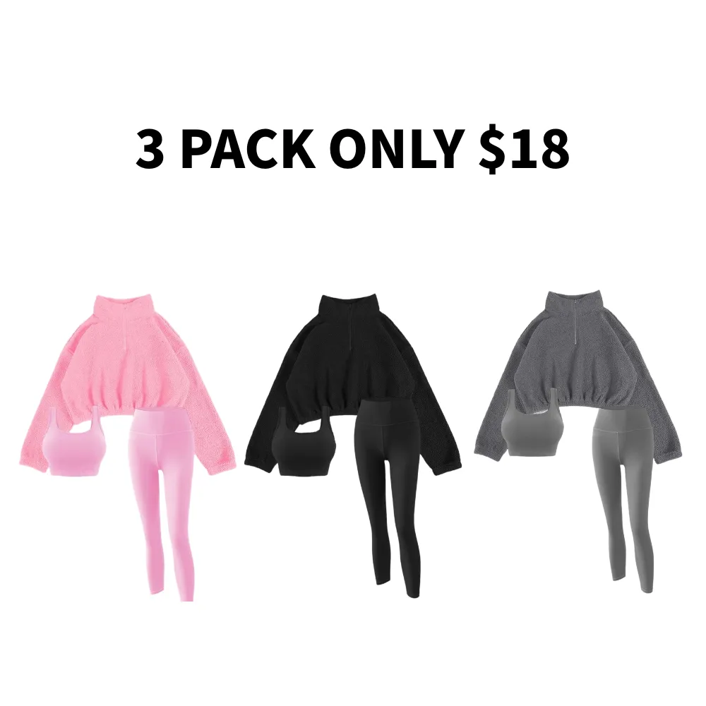 Women's Solid Thermal Lined Tracksuit Set