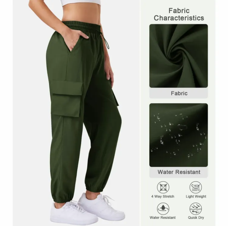 Women's Lightweight Waterproof Hiking Pants – Quick-Dry Summer Joggers with 4 Cargo Pockets