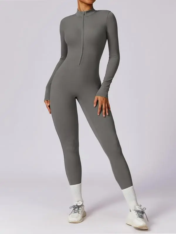 Women's All-Season Zip Sports Yoga Jumpsuit