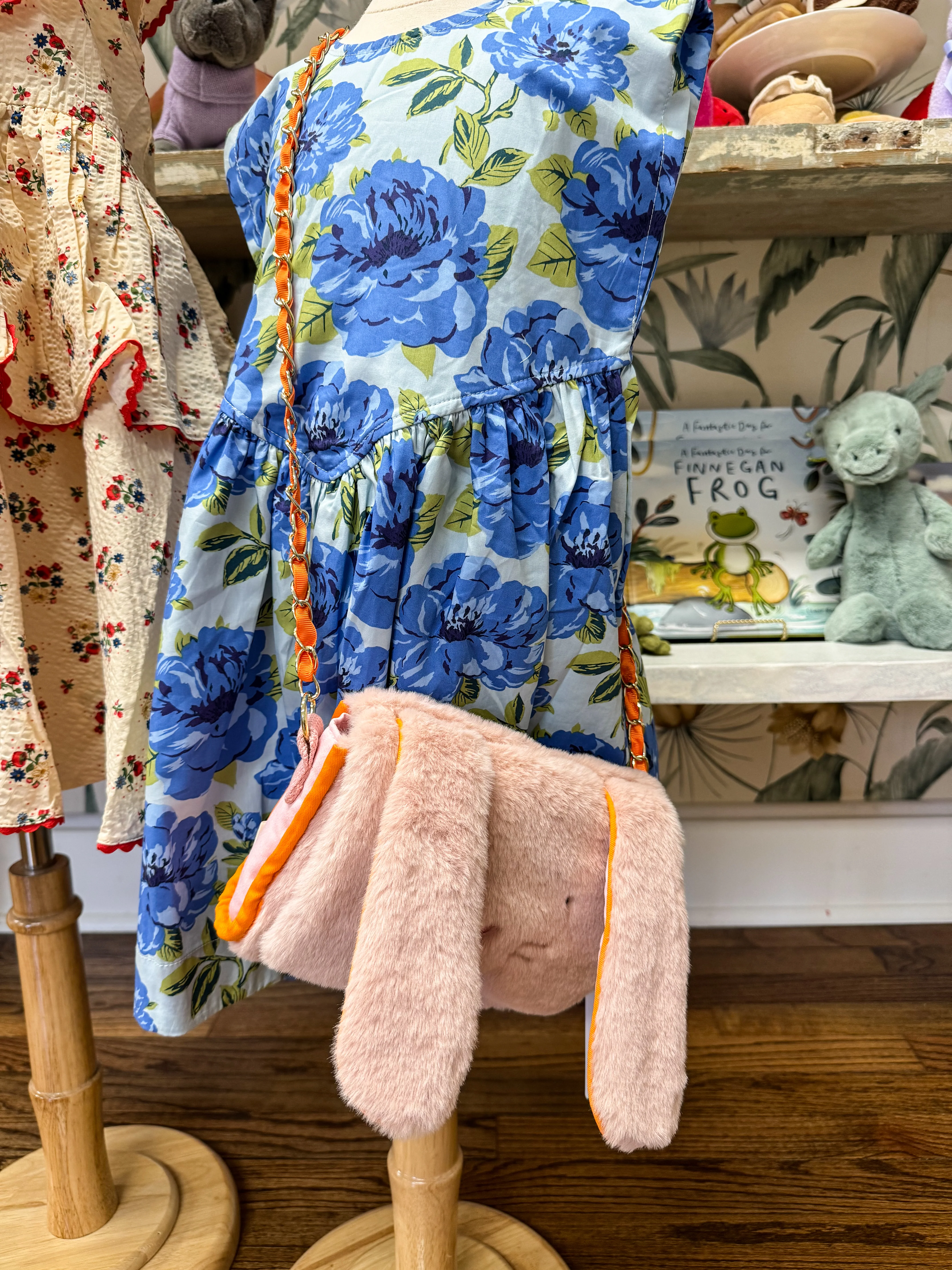 Gracie Dress Blue Peonies