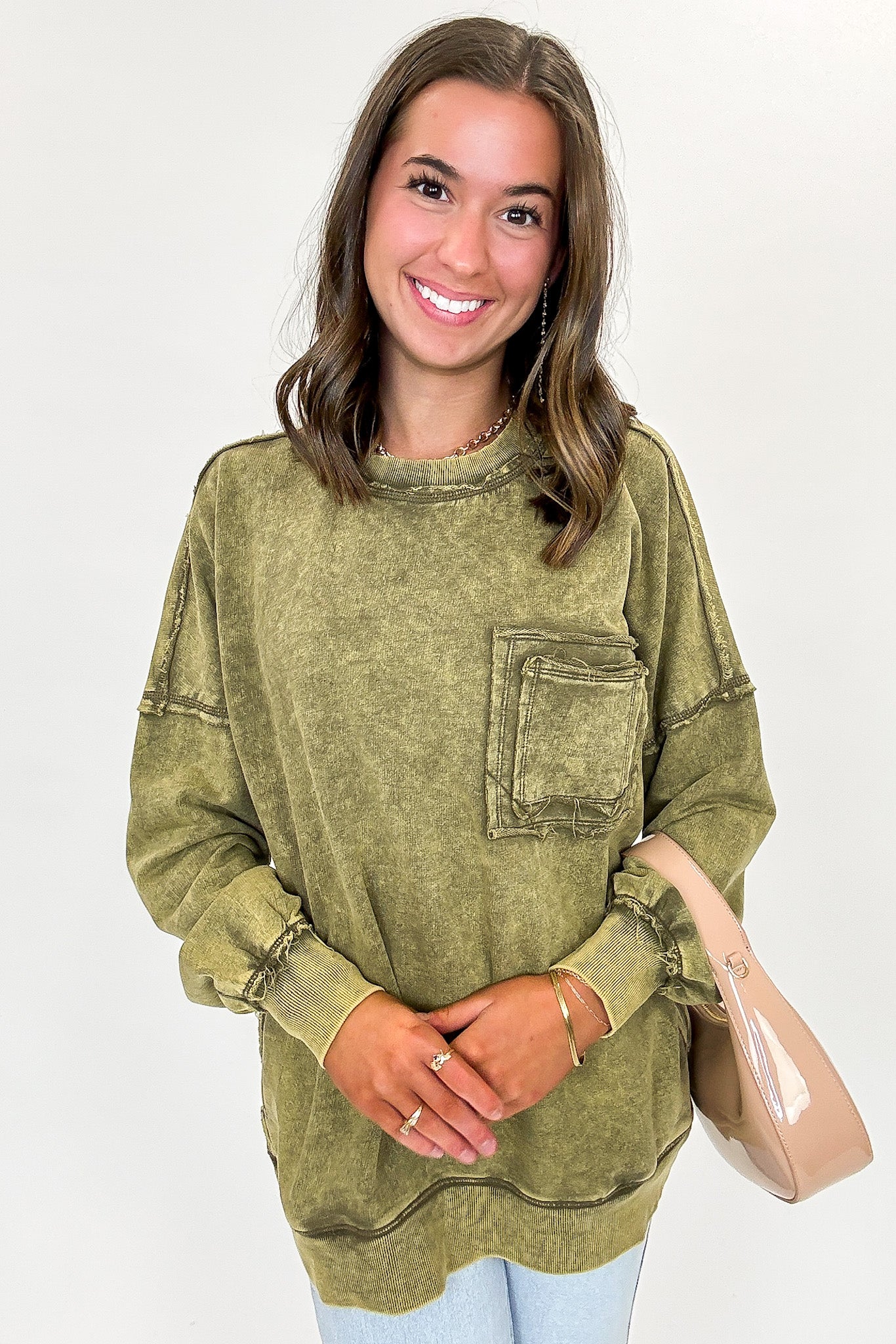 Vintage Acid Wash Raw Edge Pullover