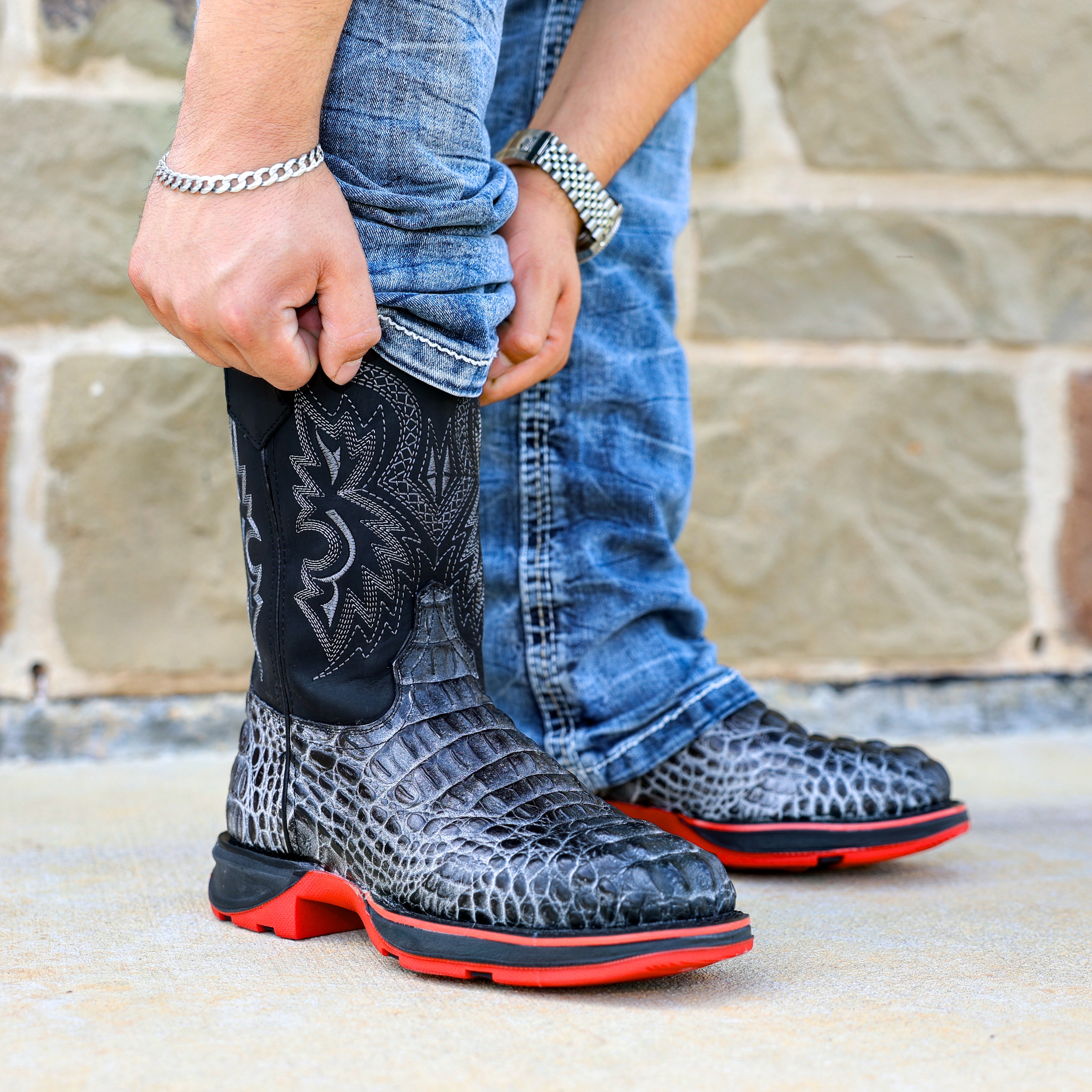 Eclipse Caiman Neck Leather Boots With 3D Lightweight Sole - Composite Toe