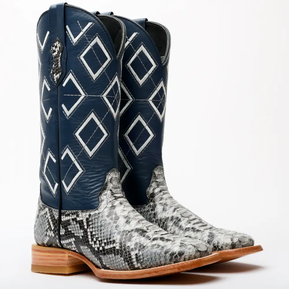 Natural Python Leather Boots - Square Toe
