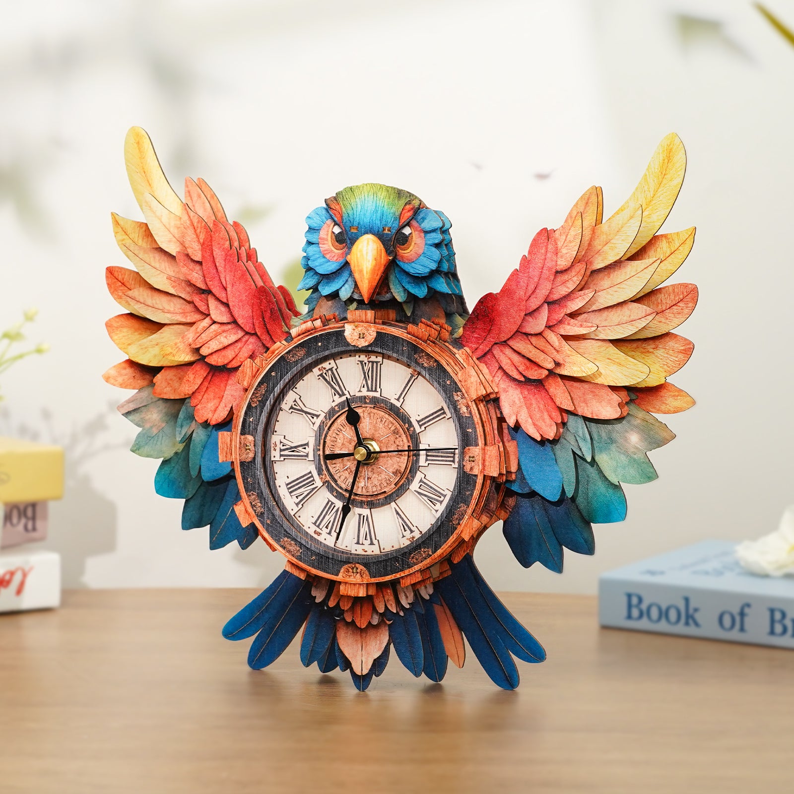 Parrot â€“ DIY Wooden Clock, 3D Puzzle Craft Kit