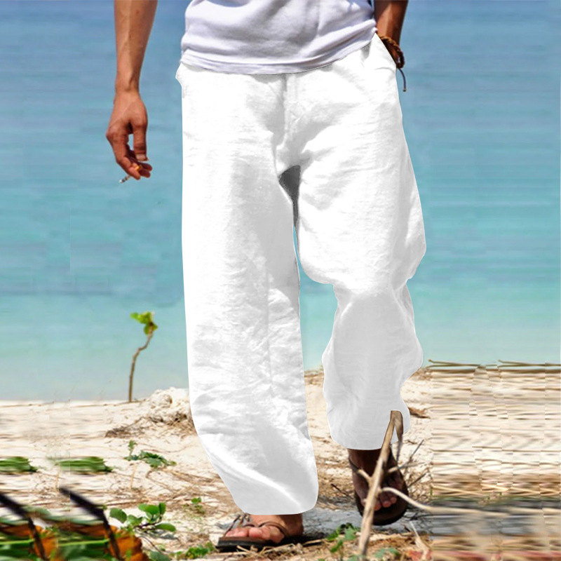 Men'S Vintage Drawstring Casual Cotton Linen Pants