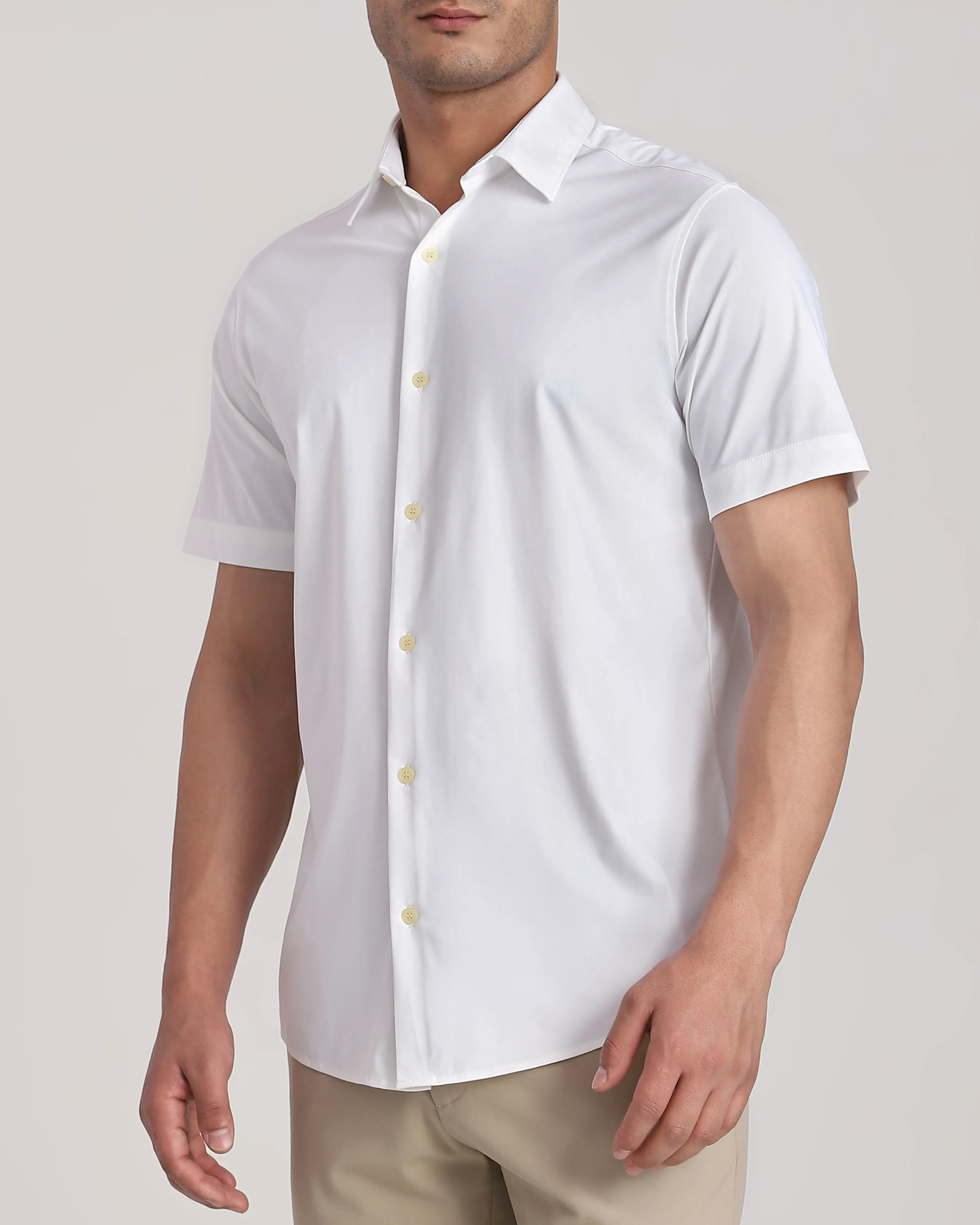 Leisure Simple Slim-Fit Breathable White Shirt