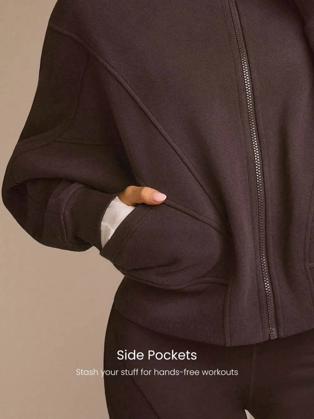 Everyday Fleece WarmthSoft Warm Lightweight Front Back Seam Detailing Pockets Batwing Sleeve High Neckline Full-Zip Jacket