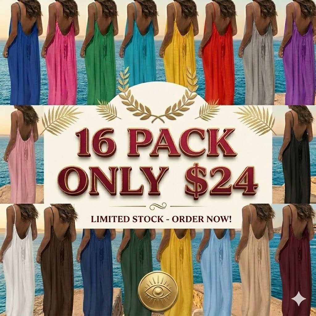 8/16 Pcs Women's Solid Color Backless Cami Dress