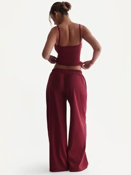 Two-Piece Set Women's Solid Color Cami Top & Pants
