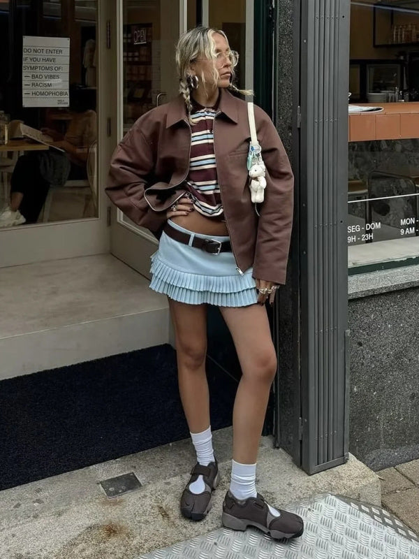 Sweet And Spicy Low Waist Pleated Skirt