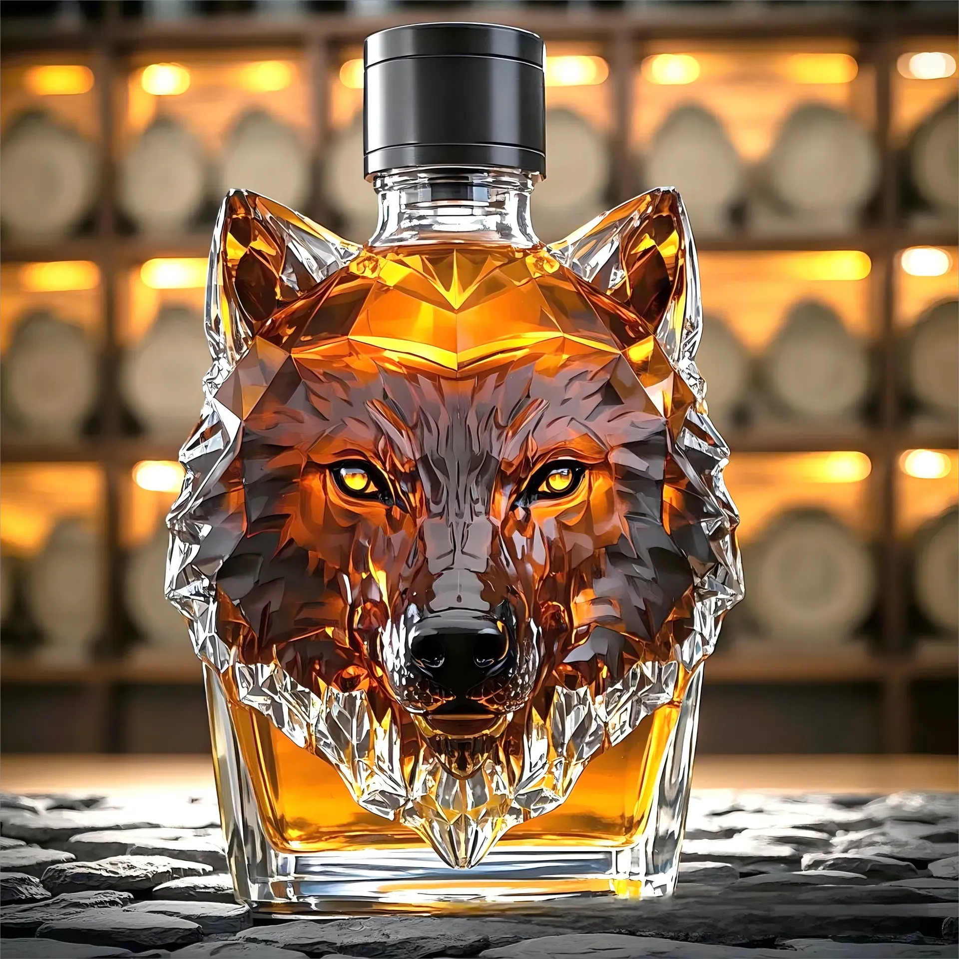 Limited Edition Howl's Haven: Wolf - Crested Whiskey Bottle