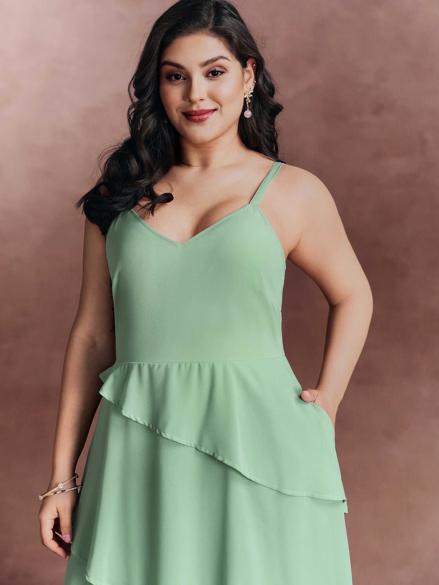 Two-Piece Charm Tiered Ruffled Hem Maxi Dress